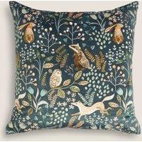 Woodland Print Embroidered Cushion