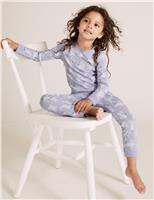 M&S Cotton Rich Bunny Print Pyjamas (1-7 Yrs) Lilac Mix