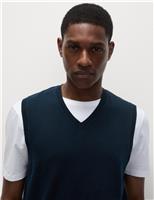 M&S Pure Cotton Sleeveless Jumper Grey Marl