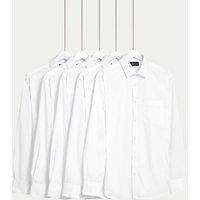 M&S 5 Pack Regular Fit Easy Iron Long Sleeve Shirts White Mix