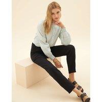 Per Una Pure Cotton Tapered Ankle Grazer Trousers Black