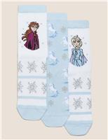 M&S 3 Pack Cotton Rich Frozen 2 Socks White Mix
