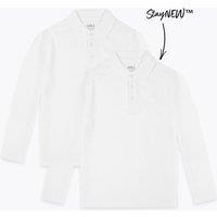 2 Pack Unisex Pure Cotton School Polo Shirts (2-18 Yrs) White