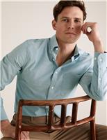 M&S Tailored Fit Pure Cotton Oxford Shirt Teal