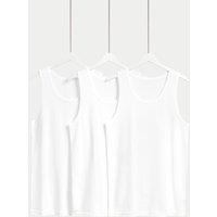 3pk Pure Cotton Classic Sleeveless Mesh Vests