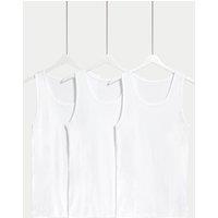 3pk Pure Cotton Sleeveless Vests