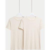 M&S 2 Pack Heatgen Light Thermal Short Sleeve Tops Ivory