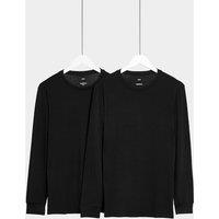 M&S 2 Pack Heatgen Light Thermal Long Sleeve Tops Black
