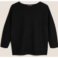 Pure Cotton Textured Crew Neck Jumper