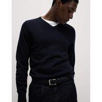Pure Cotton V-Neck Knitted Jumper