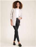 M&S Snake Print Leather Look Skinny Jeans Black