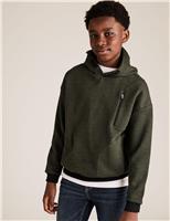 M&S Cotton Rich Borg Lined Hoodie (6-16 Yrs) Khaki