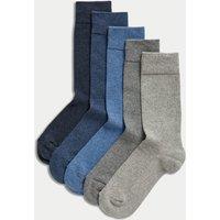 M&S 5 Pack Cool & Fresh Cushioned Socks Blue Mix