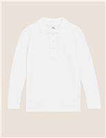 M&S School Girls' Pure Cotton Polo Shirt (2-18 Yrs) White