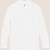 M&S School Girls' Pure Cotton Polo Shirt (2-18 Yrs) White
