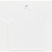 M&S School Girls' Pure Cotton Polo Shirt (2-18 Yrs) White