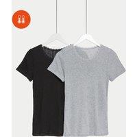 2pk Thermal Short Sleeve Pointelle Tops