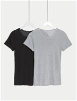 2pk Medium Warm Thermal Short Sleeve Pointelle Tops