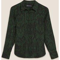 M&S Snake Print Long Sleeve Shirt Green Mix