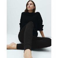 M&S 250 Denier Velour Lined Footless Tights Black
