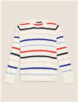 M&S Supersoft Striped Crew Neck Jumper Cream Mix