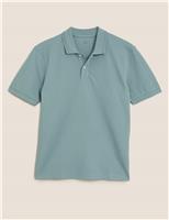 M&S Slim Fit Pure Cotton Polo Shirt Faded Green