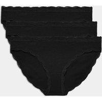 M&S 3pk Cotton Rich Bikini Knickers Black