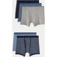 M&S 5 Pack Pure Cotton Cool & Fresh Trunks Denim Mix