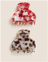 M&S 2 Pack Tortoiseshell Bulldog Hair Clips White Mix