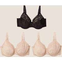 3pk Lace Trim Wired Full Cup Bras F-H