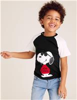 M&S Pure Cotton Snoopy T-Shirt (2-7 Yrs) Black Mix