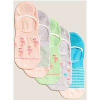 M&S 5 Pack Cotton Flamingo Trainer Liners Multi