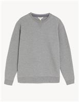 M&S Cotton Supersoft Waffle Loungewear Sweatshirt Grey