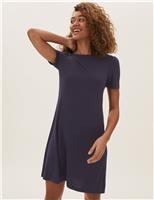 M&S Jersey Knee Length Swing Dress Black
