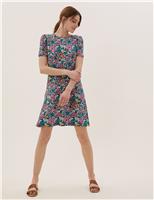 Jersey Ditsy Floral Knee Length Swing Dress