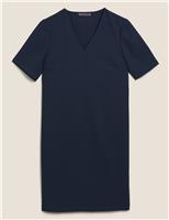 V-Neck Knee Length Shift Dress