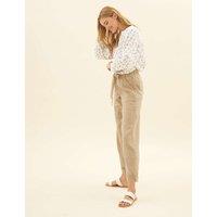 Per Una Pure Cotton Tapered Ankle Grazer Trousers Natural Beige