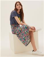 Jersey Floral Midi Skater Skirt