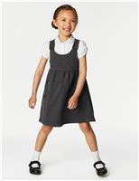 Girls Jersey Heart Pocket School Pinafore (2-12 Yrs)