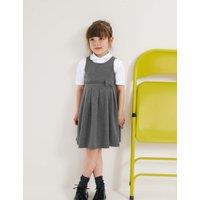 M&S Girls Jersey Heart Pocket School Pinafore (2-12 Yrs) Grey