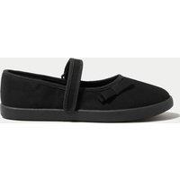 M&S Kids' Riptape Plimsoll School Shoes (7 Small - 4 Large) Black