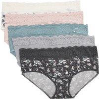 5Pk Lace Waist Midi Floral Knickers