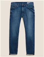 M&S Slim Fit Vintage Wash Stretch Jeans Mid Blue