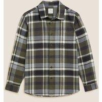 Pure Cotton Check Twill Overshirt