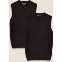 M&S 2 Pack Pure Cotton Sleeveless Jumper Black