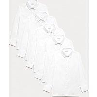M&S 5 Pack Boys' Regular Fit Easy to Iron School Shirts (2-18 Yrs) White