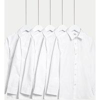 M&S 5 Pack Girls' Regular Fit Easy to Iron Shirts (2-18 Yrs) White