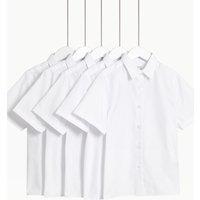 M&S Girls' 5 Pack Regular Fit Easy to Iron School Shirts (2-18 Yrs) White