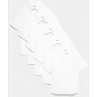 M&S Girls' 5 Pack Regular Fit Easy to Iron School Shirts (2-18 Yrs) White