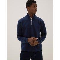 Autograph Cotton Blend Half Zip Sweatshirt Dark Navy